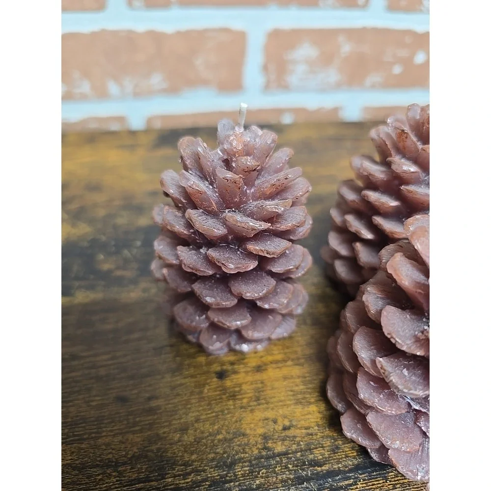 Pine Cone Shaped Bee Wax Candles, Set Of‎ 3 Christmas Gift, Home Decor